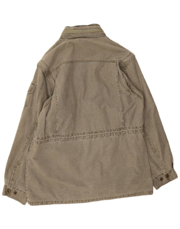 Vintage Herren Kapuzen-Utility-Jacke UK 44 2XL Khaki Baumwolle