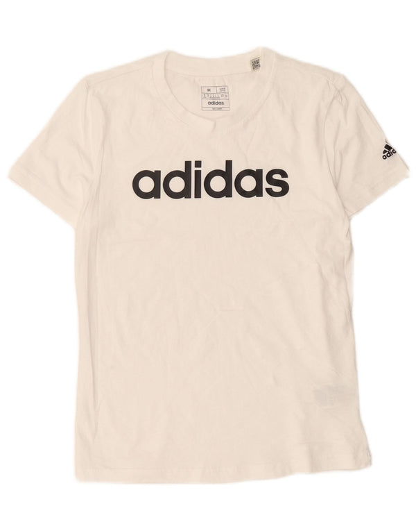 Adidas Damen Graphic T-Shirt Top UK 12 Mittelweiße Baumwolle