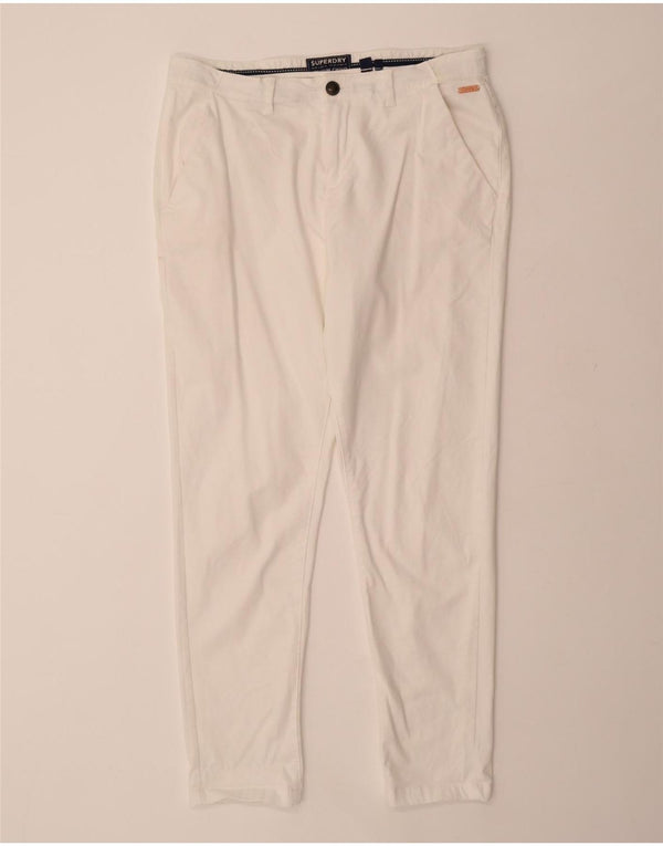 SUPERDRY Slim Chino-Hose für Damen, UK 16, Größe L W34 L29, weiße Baumwolle