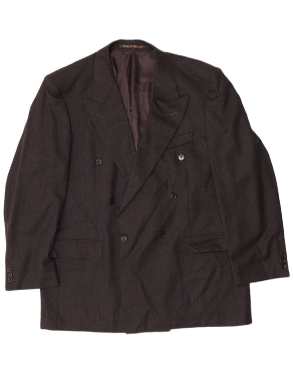 Marks & Spencer Herren Zweireihiger Blazer Jacke UK 44 XL Graue Schurwolle