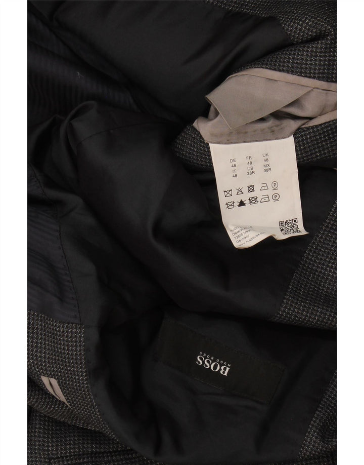 Hugo Boss Herren-Blazer mit 2 Knöpfen, EU 48, mittelgraue Wolle