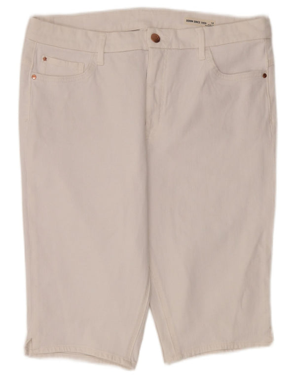Marks & Spencer Damen-Jeansshorts mit hoher Taille, UK 18, XL, W36, weiße Baumwolle