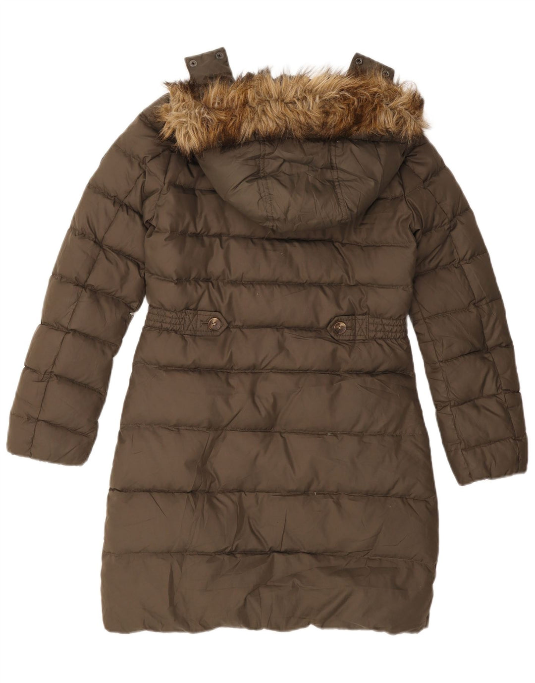 Tommy Hilfiger Wattierter Damenmantel mit Kapuze, UK 10, Größe S, Khaki, Polyester