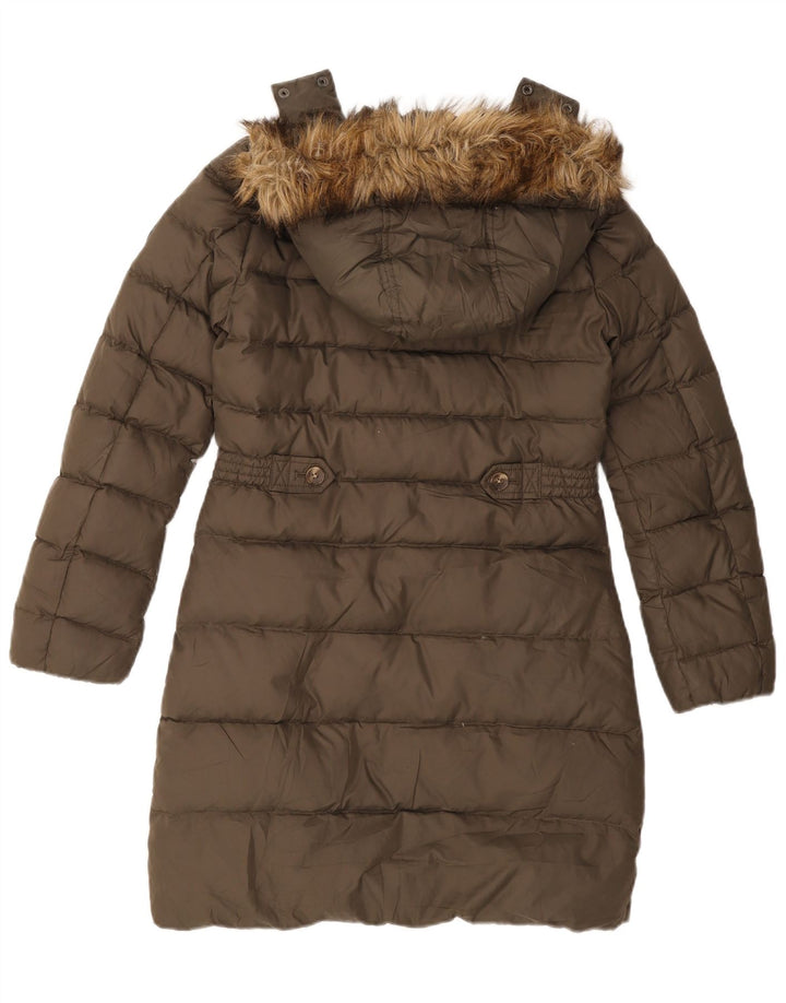 Tommy Hilfiger Wattierter Damenmantel mit Kapuze, UK 10, Größe S, Khaki, Polyester