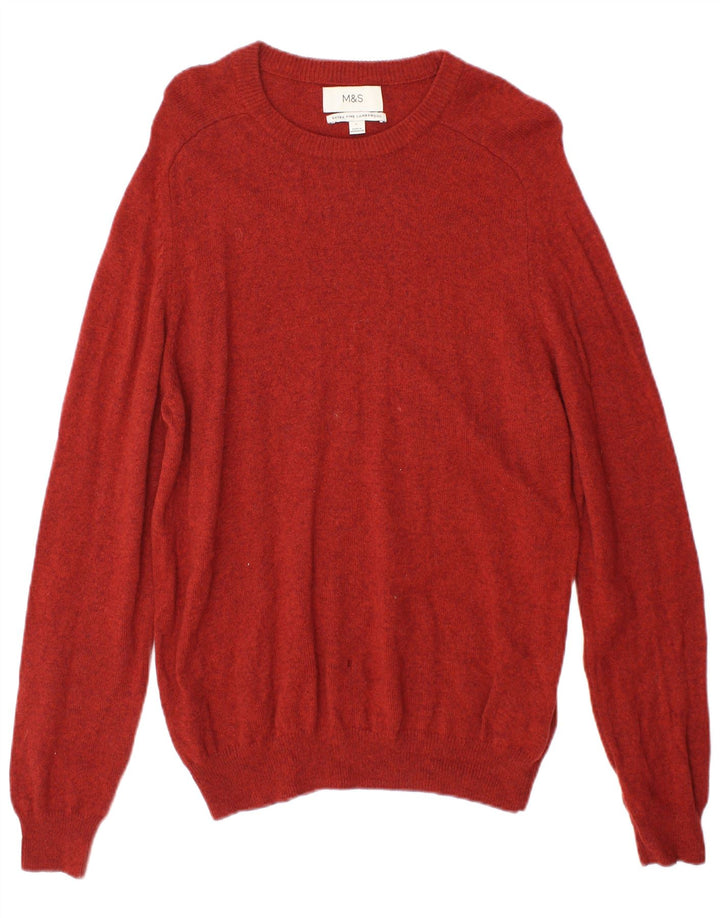 Marks & Spencer Herren-Pullover mit U-Boot-Ausschnitt, große orangefarbene Wolle