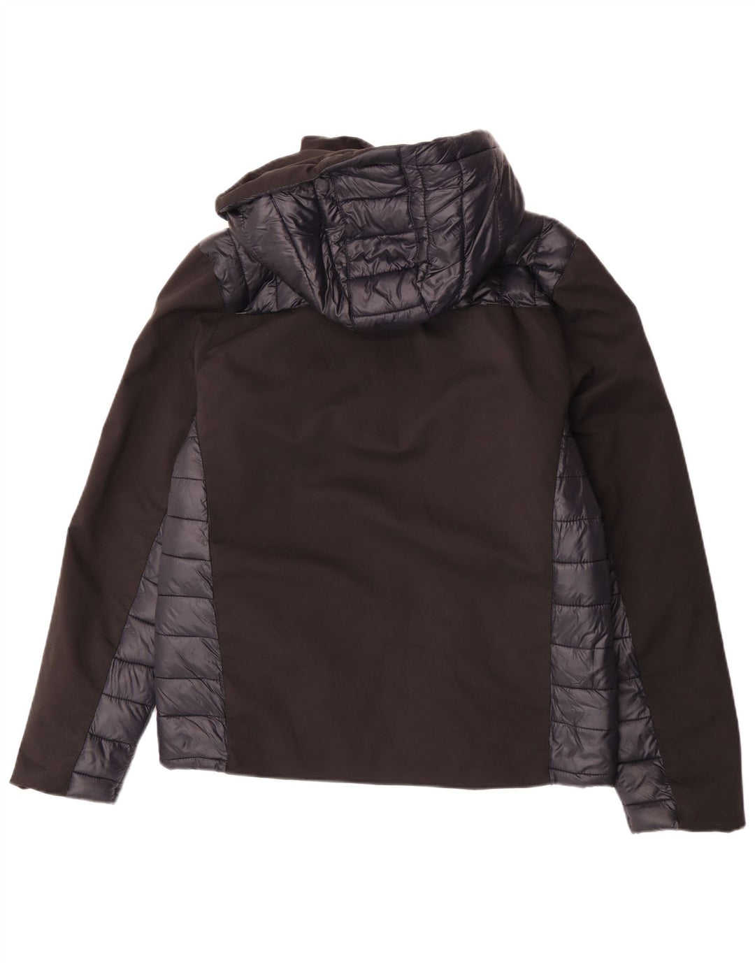 Brugi wattierte Herrenjacke mit Kapuze, UK 40, Größe L, Schwarz, Colourblock-Polyester