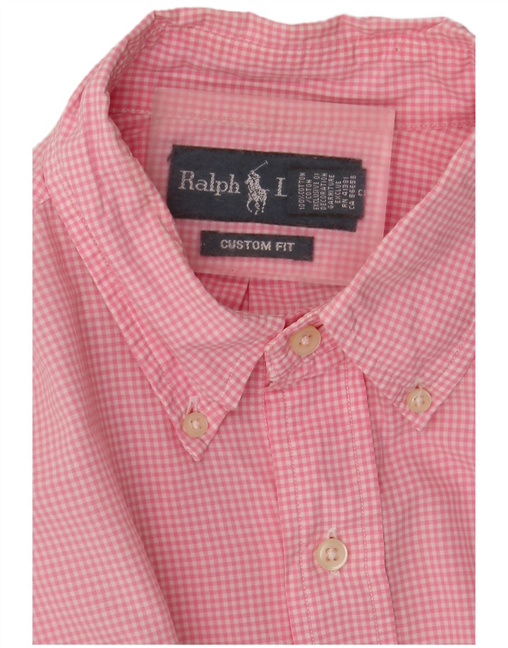 Ralph Lauren Herren-Hemd mit individueller Passform, mittelrosa, Gingham-Baumwolle