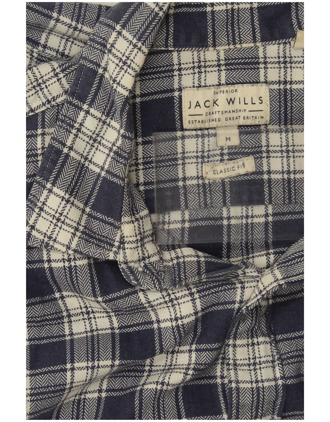 JACK WILLS Herren-Flanellhemd mit klassischer Passform, mittelmarineblau, kariert, Baumwolle