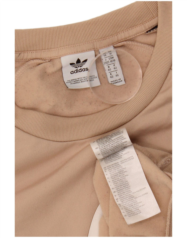 Adidas Damen Graphic Sweatshirt Pullover UK 14 Large Beige Polyester