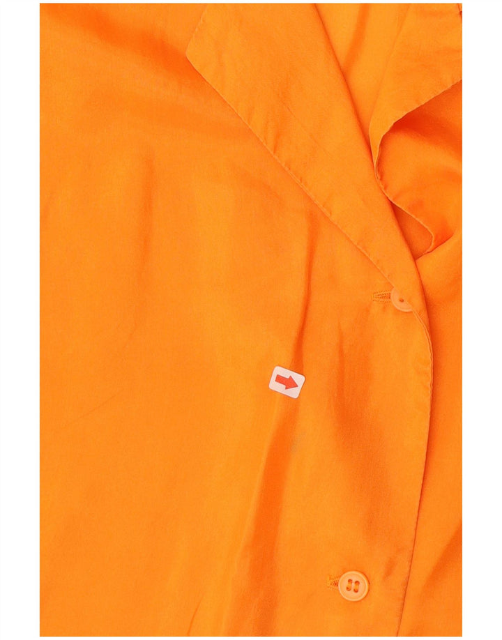 Vintage Damen Ärmellose Hemdbluse UK 14 Mittelorange