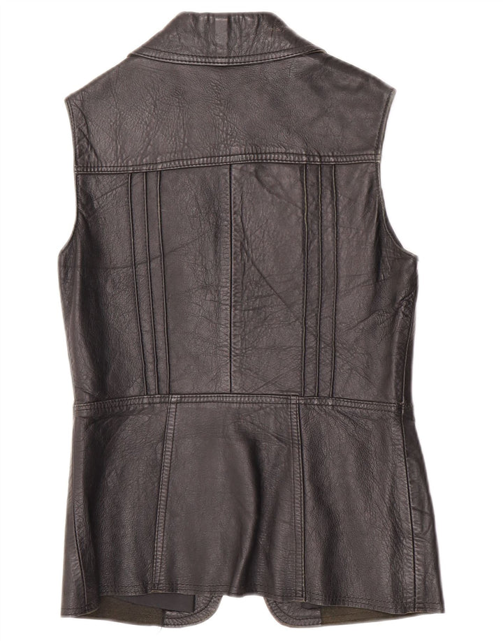Vintage Damen Lederweste UK 10 Kleines schwarzes Leder