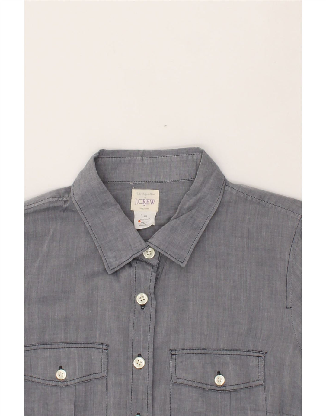 J. CREW Womens Shirt UK 6 XS Grey Cotton Vintage J. Crew and Second-Hand J. Crew from Messina Hembry 