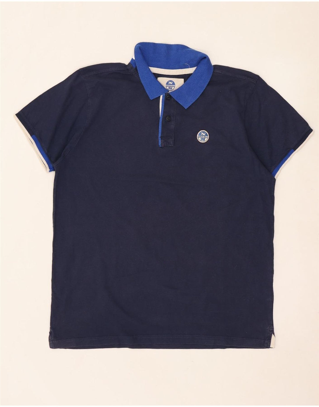 North Sails Herren-Poloshirt mit Grafik, XL, Marineblau, Farbblock