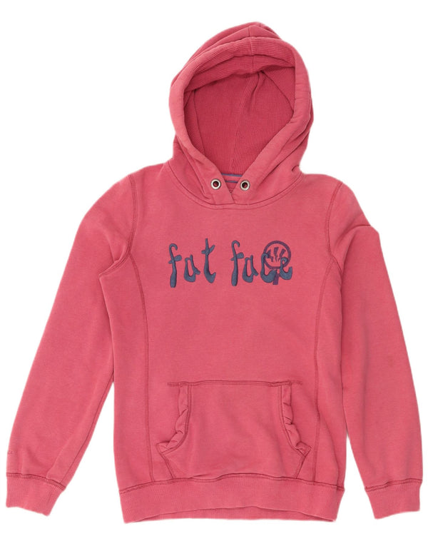 Fat Face Damen-Kapuzenpullover mit Grafik, UK 12, Mittelrosa