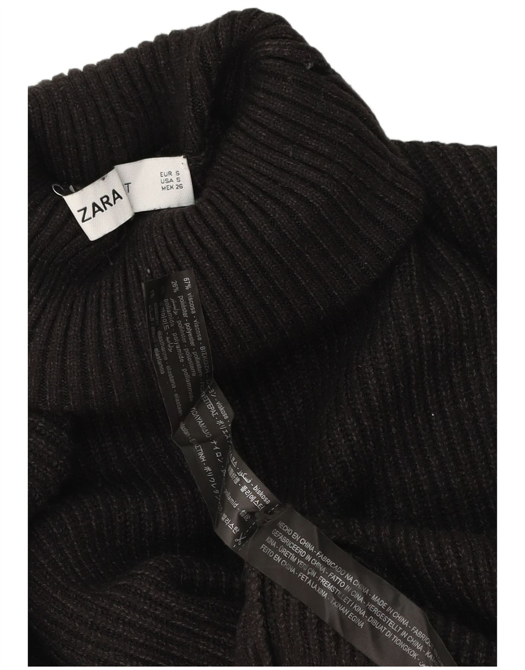 Zara Damen-Pullover mit Rollkragen, Gr. 10, Größe S, Schwarz, Viskose