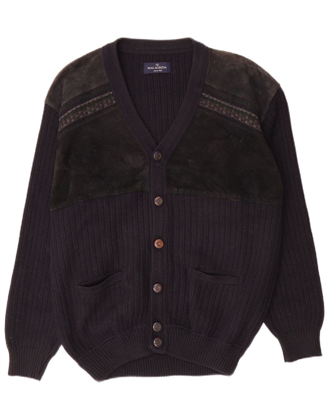 Malagrida Herren-Strickjacke, groß, Marineblau