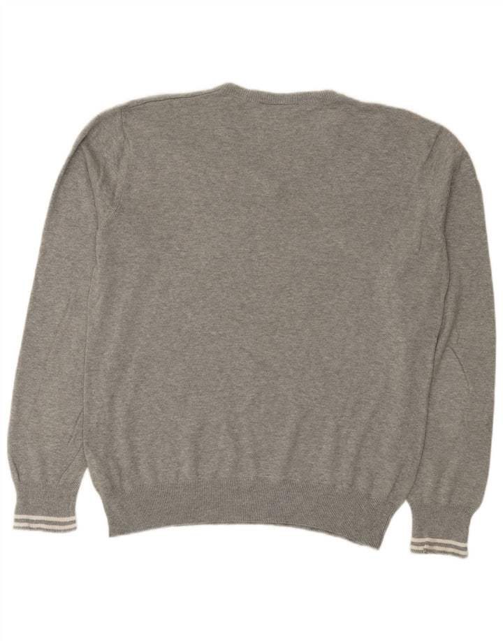 Lotto Herren-Pullover mit V-Ausschnitt, groß, graue Baumwolle