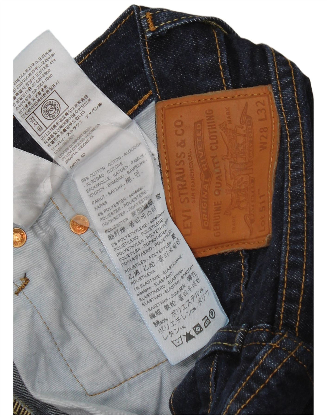 Levi's Herren 511 Slim Jeans W28 L32 Blaue Baumwolle