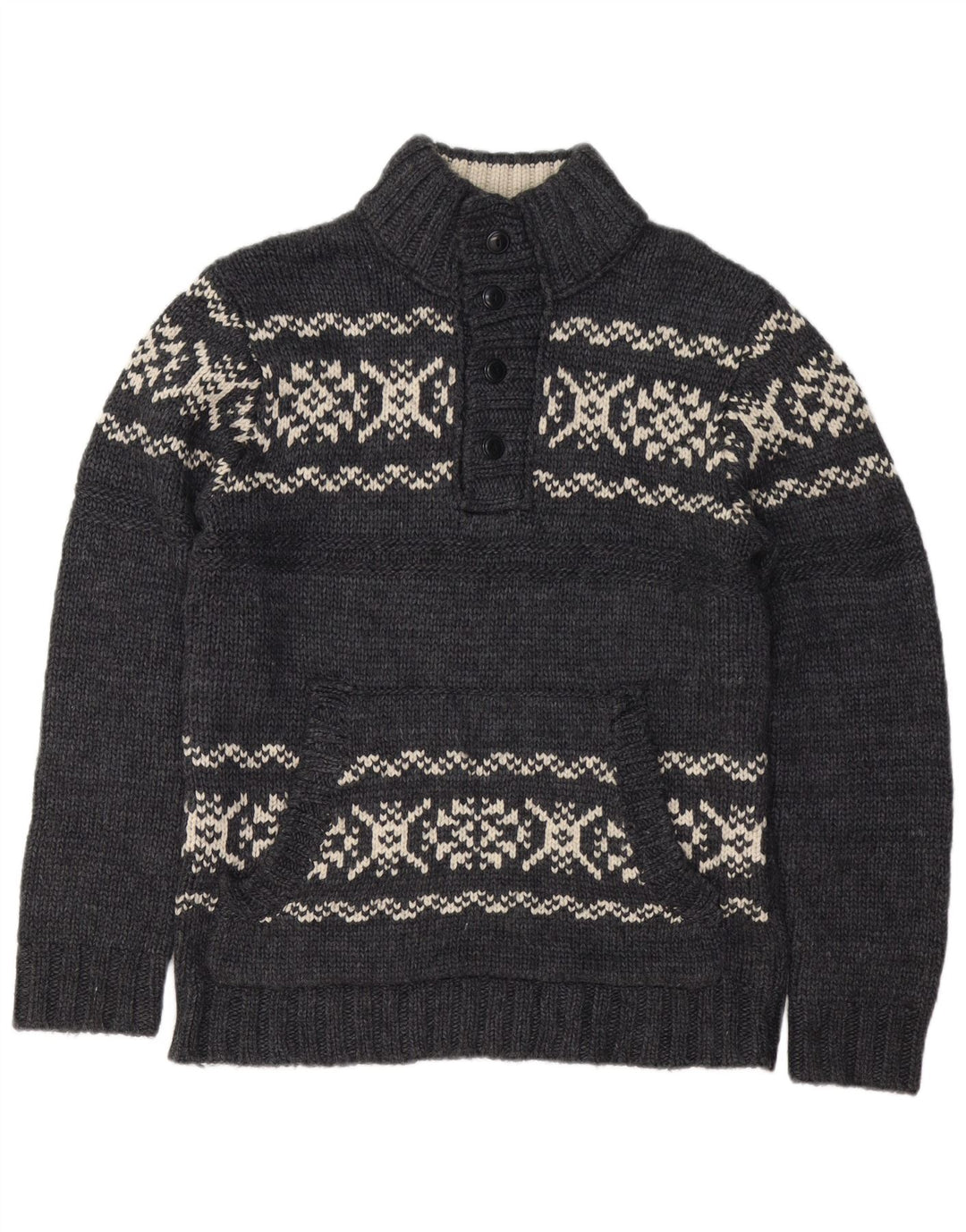 Dockers Herren-Pullover mit Knopfkragen, groß, Grau, Fair-Isle-Acryl