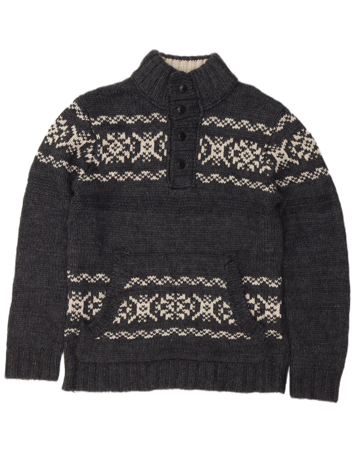 Dockers Herren-Pullover mit Knopfkragen, groß, Grau, Fair-Isle-Acryl