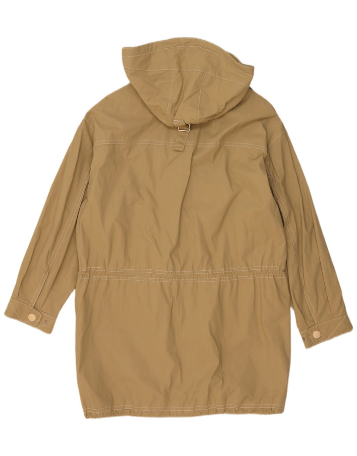 Vintage Damen Parka-Jacke mit Kapuze, übergroß, UK 8, Größe S, Beige, Baumwolle