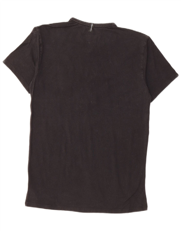 CALVIN KLEIN Herren Grafik T-Shirt Top Small Schwarz Baumwolle