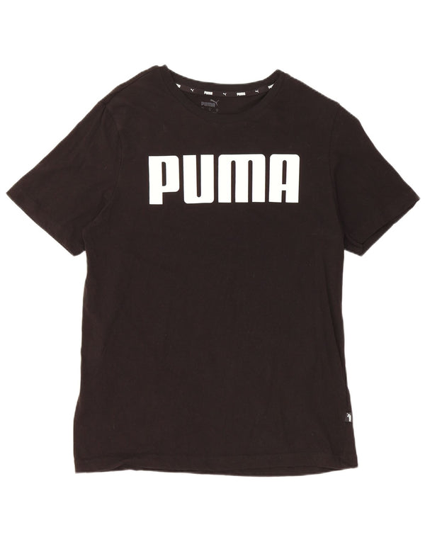 Puma Damen Grafik T-Shirt Top UK 14 Medium Schwarz Baumwolle