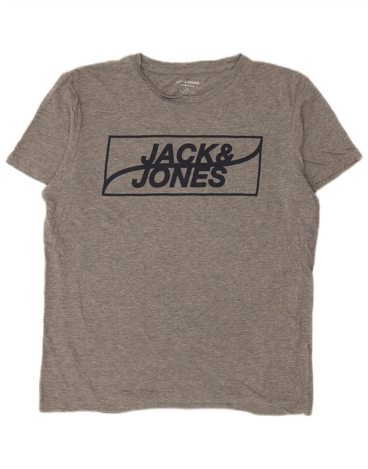 Jack & Jones Herren-T-Shirt mit Grafik, Größe S, Grau, Baumwolle