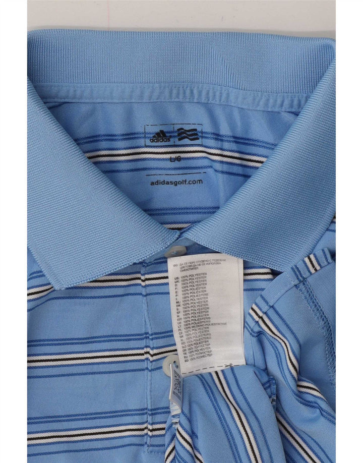 Adidas Herren-Poloshirt, groß, blau gestreift, Polyester