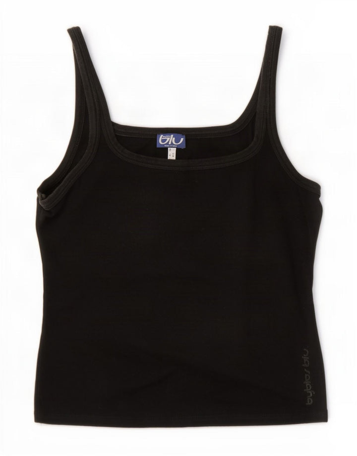 Byblos Damen Crop Cami Top UK 16 Large Schwarze Baumwolle