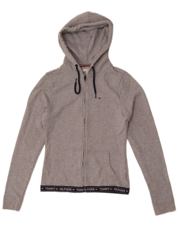 Tommy Hilfiger Damen-Kapuzenpullover mit Reißverschluss, Gr. 10, klein, Grau, Farbblock