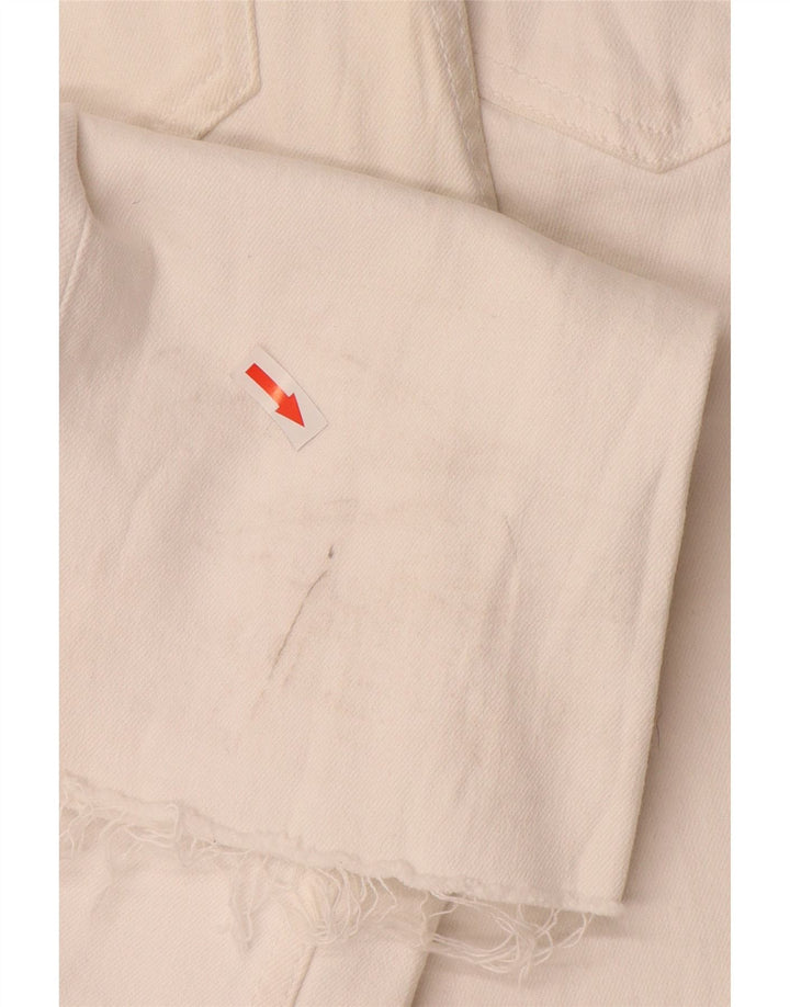 Zara Damen Distressed High Rise Bootcut Jeans EU 34 2XS W24 L26 Off White