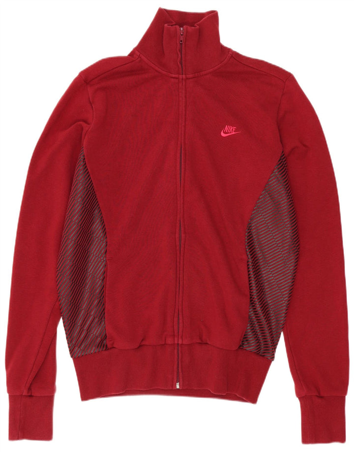 Nike Damen-Trainingsanzug-Top-Jacke UK 16/18 Große rote Colourblock-Baumwolle