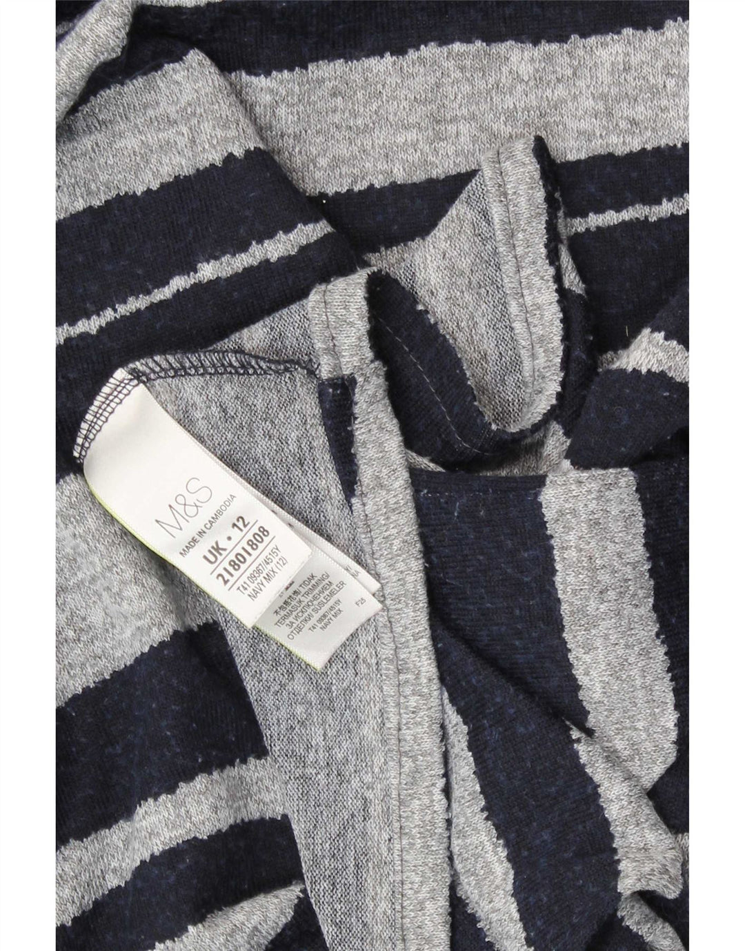 Marks & Spencer Damen Top Langarm UK 12 Mittel Marineblau gestreift