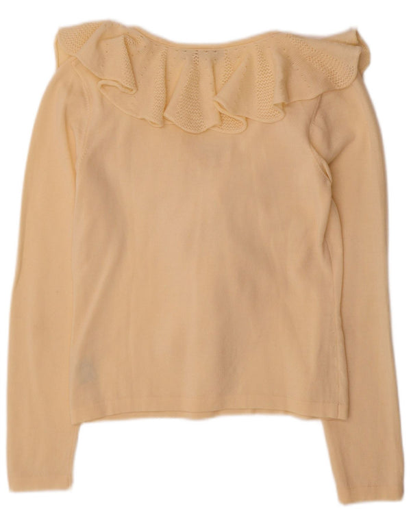 Luisa Spagnoli Damen Crop V-Ausschnitt Pullover Pullover UK 10 Small Beige