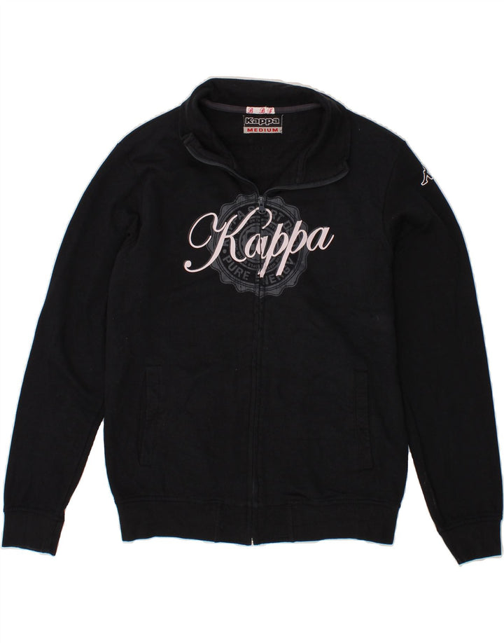 KAPPA Womens Graphic Tracksuit Top Jacket UK 14 Medium Navy Blue Cotton Vintage Kappa and Second-Hand Kappa from Messina Hembry 