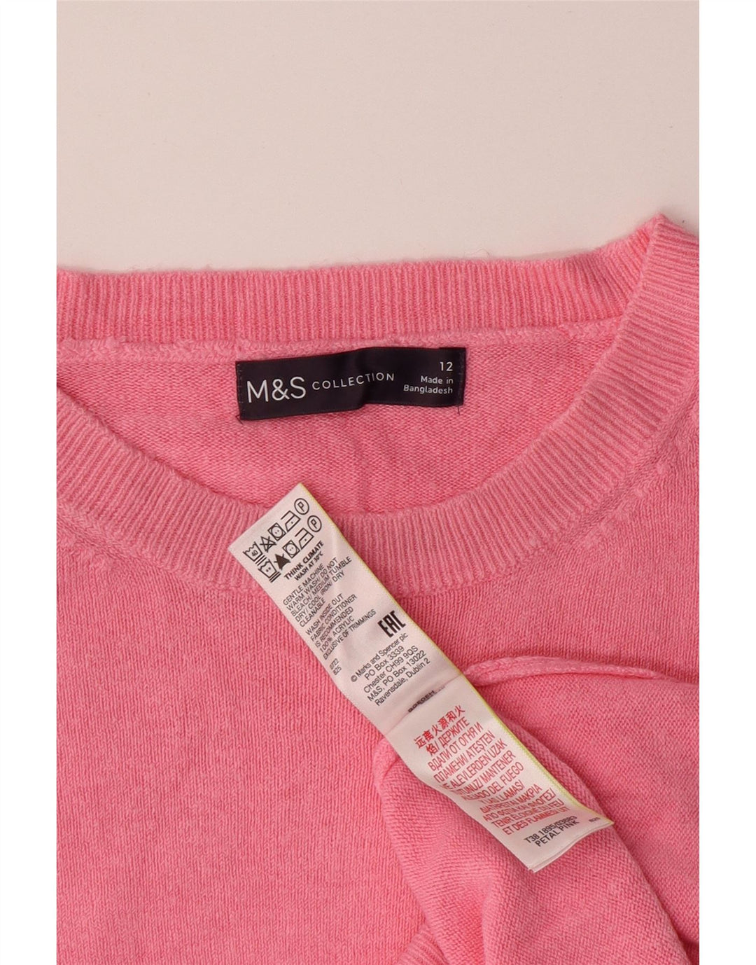 MARKS & SPENCER Damen-Pullover mit U-Boot-Ausschnitt, UK 12, Mittelrosa, Acryl