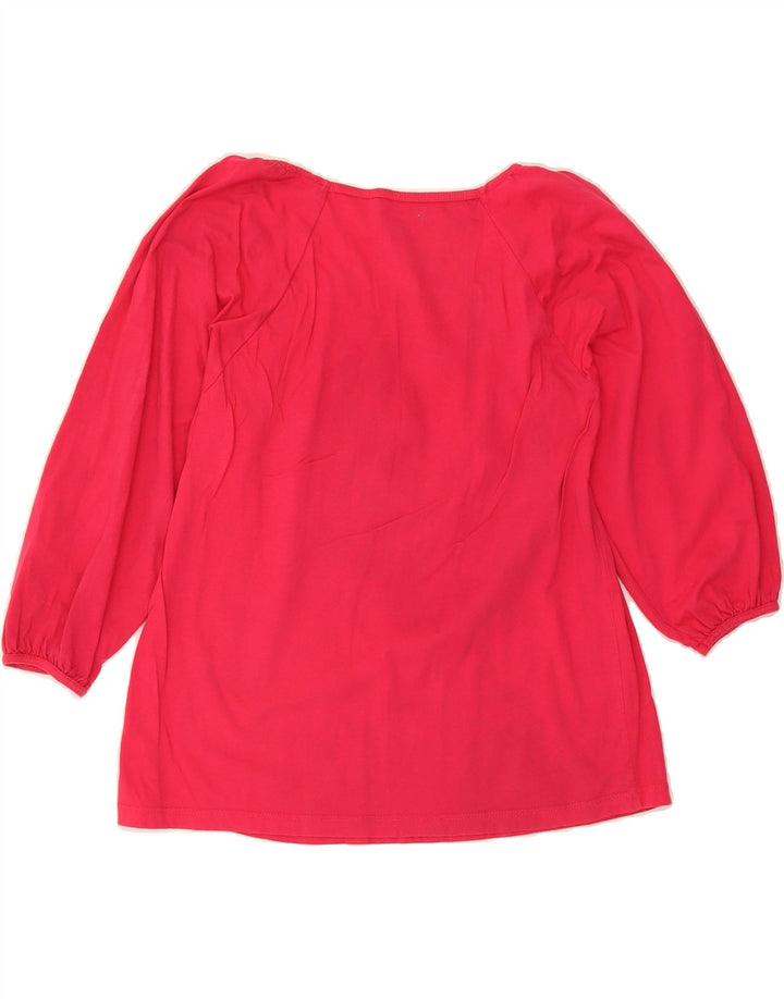 IZOD Womens 3/4 Sleeve Blouse Top UK 12 Medium Red Cotton Vintage Izod and Second-Hand Izod from Messina Hembry 