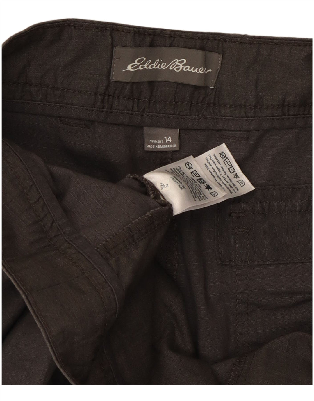 EDDIE BAUER Damen Straight Cargo Capri Hose US 14 XL W36 L23 Grau