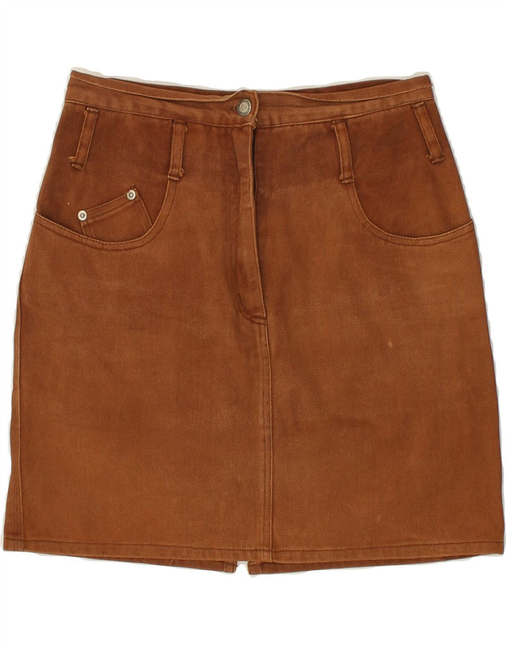 VINTAGE Damen Jeansrock EU 40 Medium W28 Braune Baumwolle