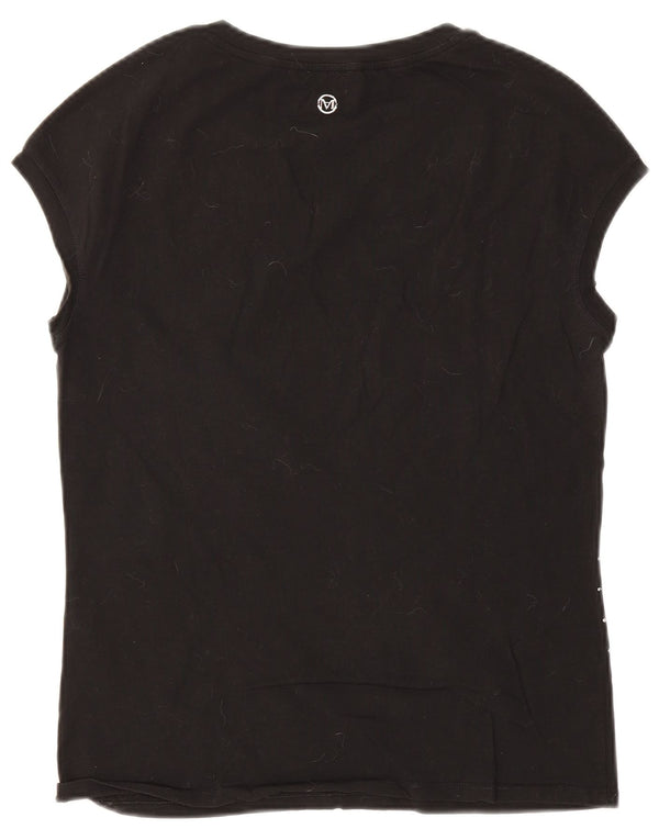 Marella Damen T-Shirt Top UK 10 Small Schwarz gepunktete Baumwolle