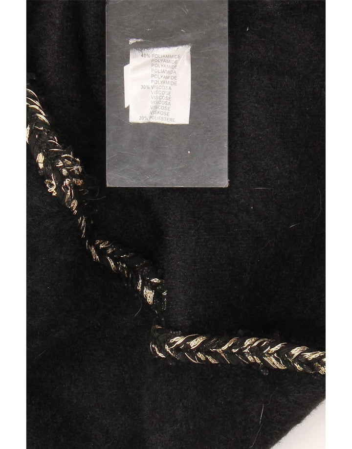 Vintage Damen Cardigan Pullover UK 12 Medium Schwarz Polyamid