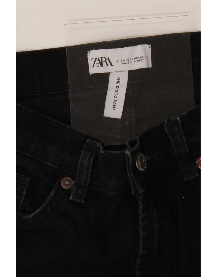 Zara Damen Schlagjeans EU 34 2XS W24 L32 Schwarz