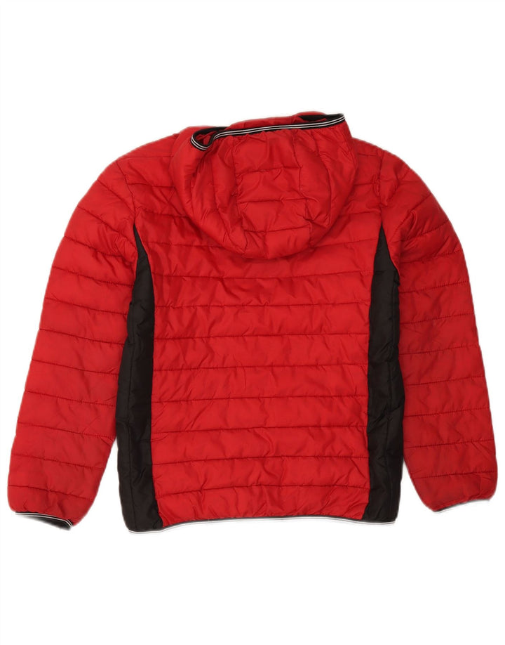 Diesel Jungen wattierte Jacke mit Kapuze, 9–10 Jahre, rotes Farbblock-Polyester