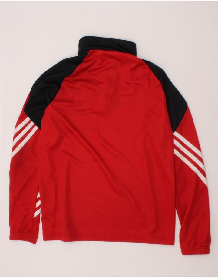 ADIDAS Boys Climalite Pullover Tracksuit Top 11-12 Years Red Colourblock Vintage Adidas and Second-Hand Adidas from Messina Hembry 