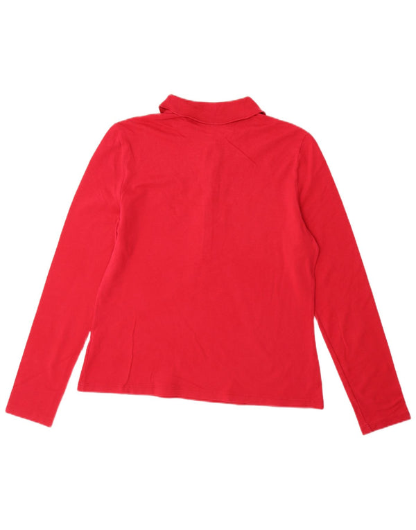 LACOSTE Damen Slim Fit Langarm-Poloshirt, Größe 44, große rosa Baumwolle