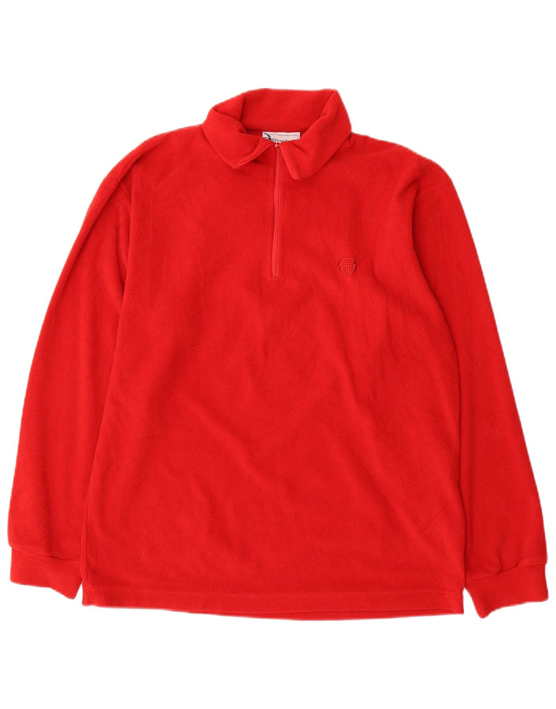Sergio Tacchini Herren-Fleecepullover mit Reißverschluss am Hals, kleines rotes Polyester