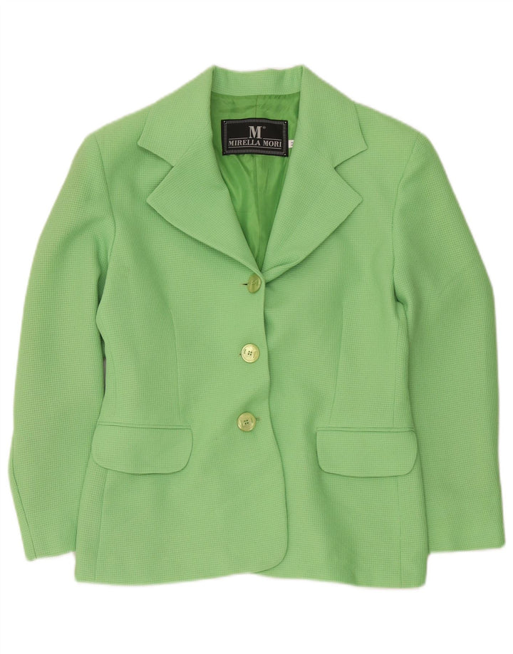 Mirella Mori Damen 3-Knopf-Blazerjacke UK 14 Mittelgrüne Baumwolle