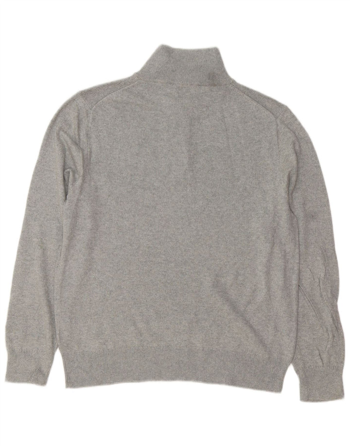 J. CREW Herren-Pullover mit Reißverschluss am Hals, große graue Baumwolle