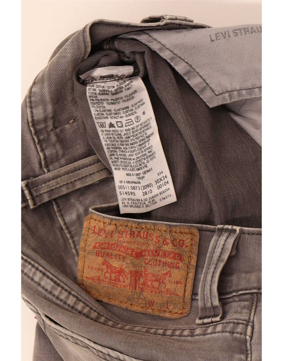 Levi's Herren 511 Slim Jeans W30 L29 Graue Baumwolle
